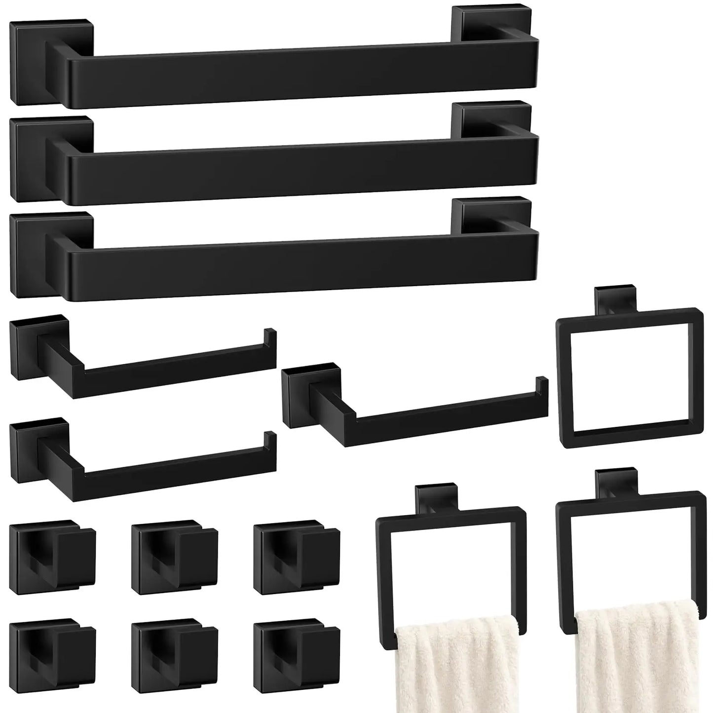 XIUWO 5-Piece Bathroom Hardware Set Stainless Steel Towel Bar Racks