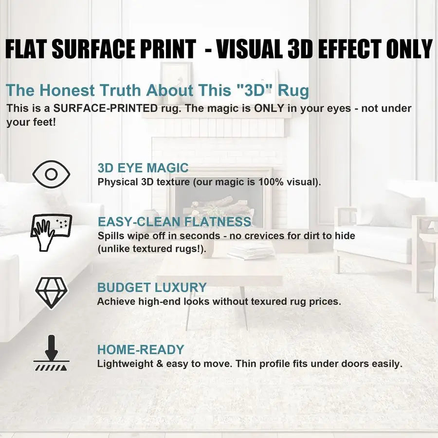 Machine Washable Vintage Wool Area Rug For Living Room Backing
