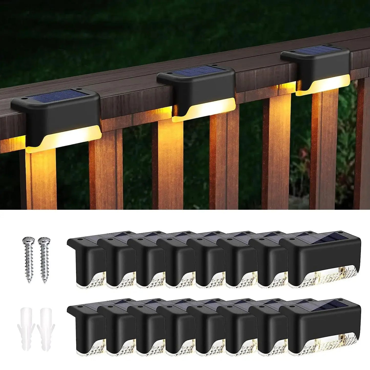 SZRSTH 16Pack Outdoor Solar Deck Lights LED Path Stair Lamps