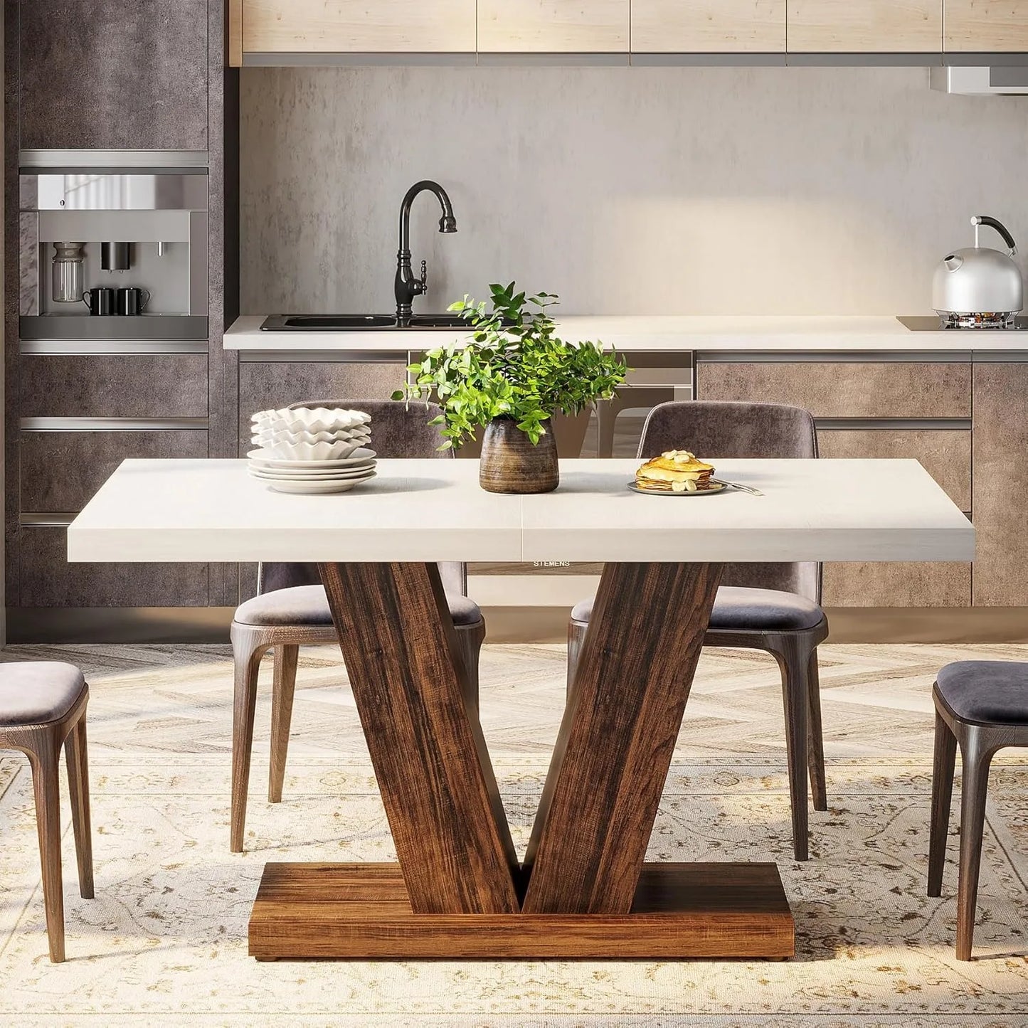Little Tree Farmhouse Dining Table For Four With Pedestal