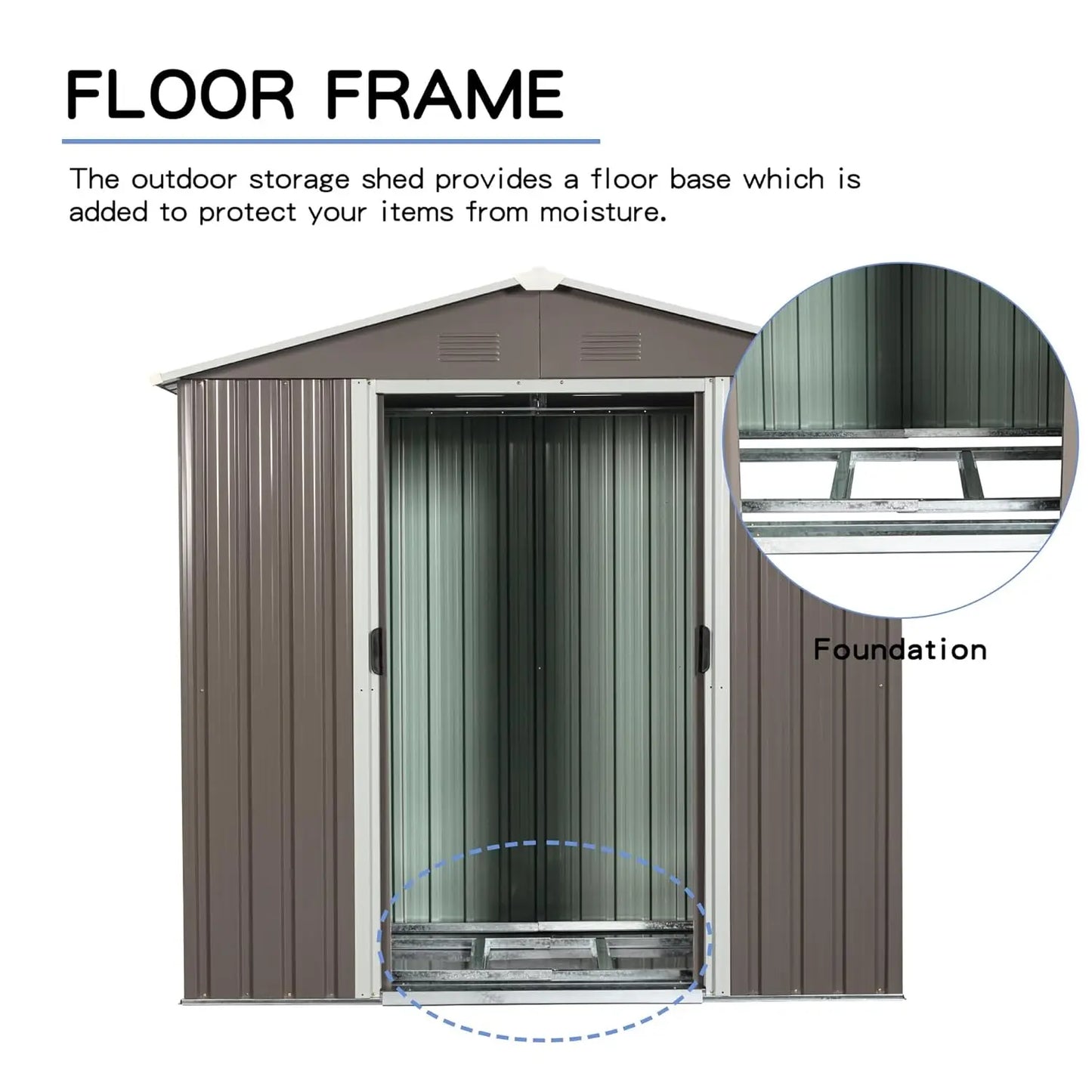 Metal Outdoor Storage Shed With Lockable Sliding Door