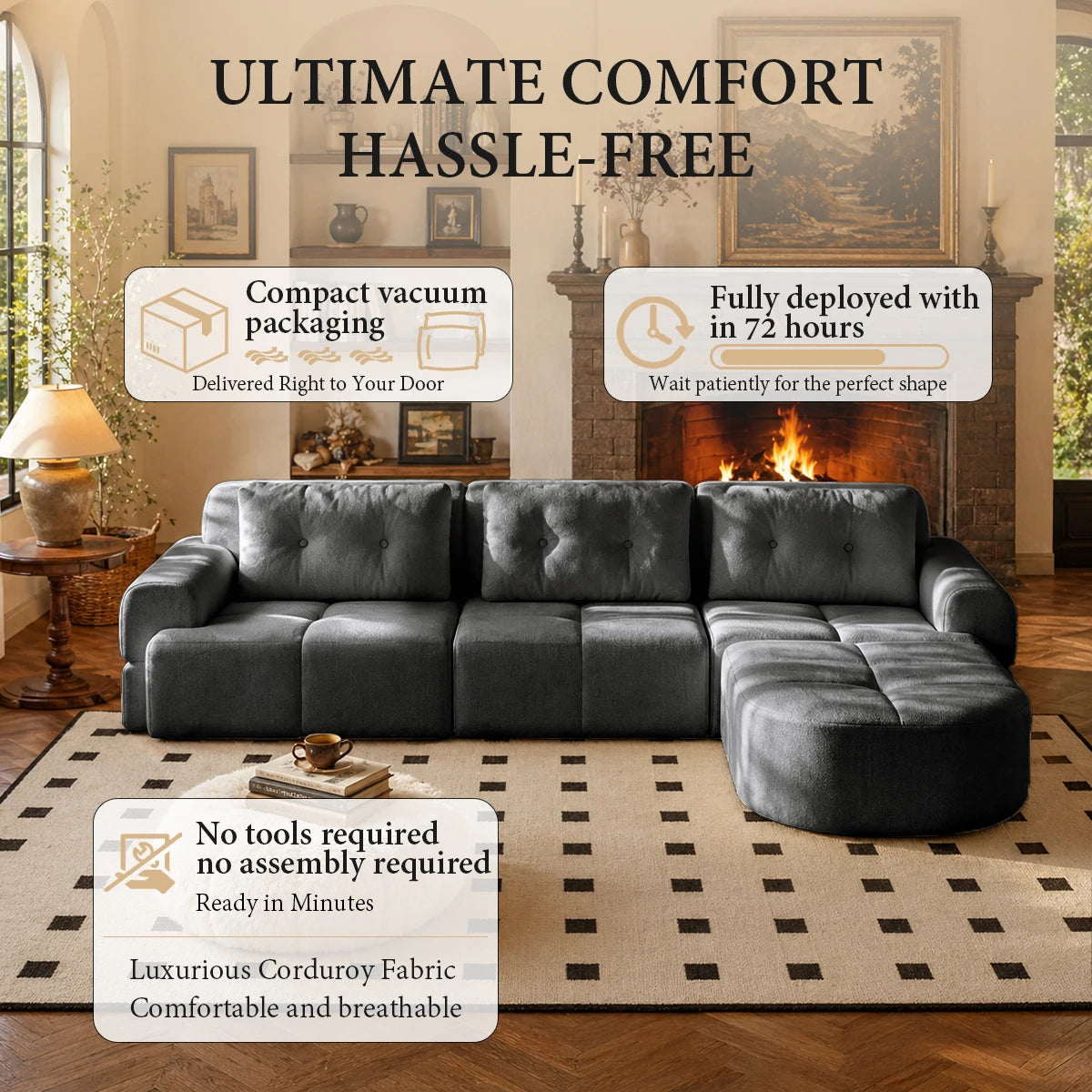 Multifunctional Convertible Modular Sectional Sofa With Chaise Lounge