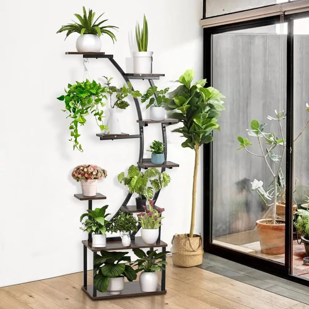 Indoor Plant Stand With Grow Lights 9 Tier Metal Rack
