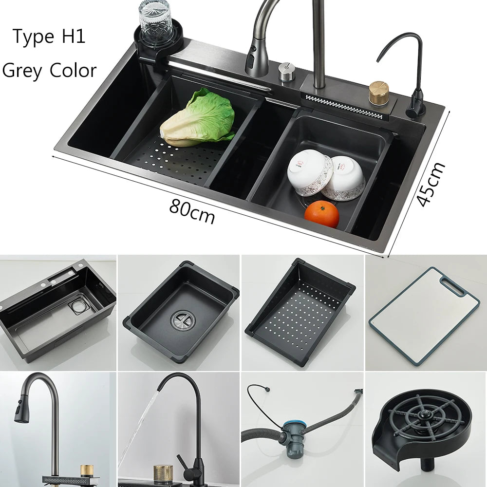 MYQualife Stainless Steel Undermount Kitchen Sink With Tap Drains