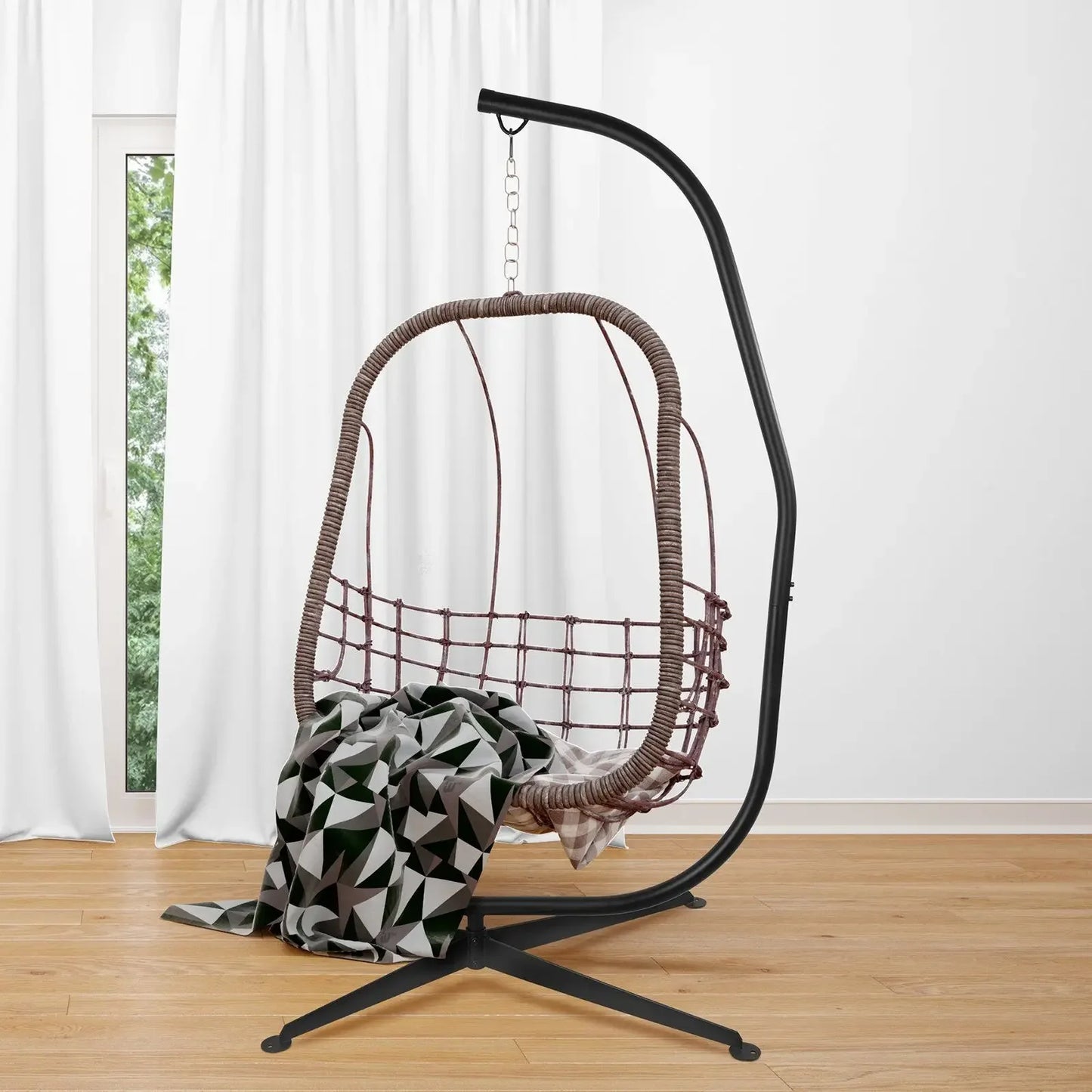 Homfa Heavy Duty Metal Hanging Chair Hammock C Stand Outdoor