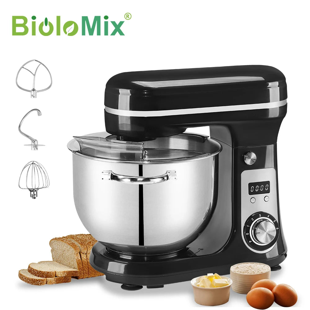 Biolomix 1200W 6 Speed Stand Mixer with 6L Bowl Tilt Head