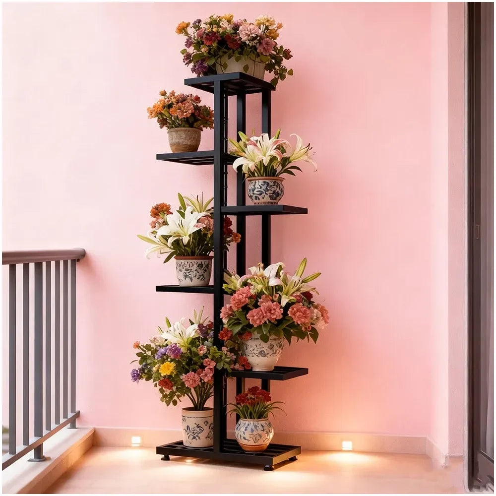 XMSJ Heavy Duty Plant Stand Metal Frame Indoor Outdoor Display