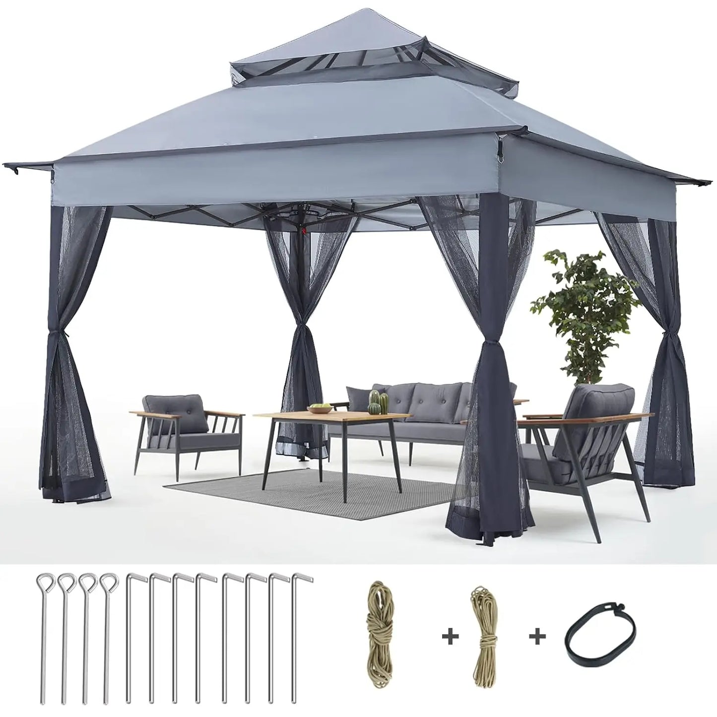 MOYU Pop Up Gazebo Outdoor Canopy Tent With Mosquito Netting