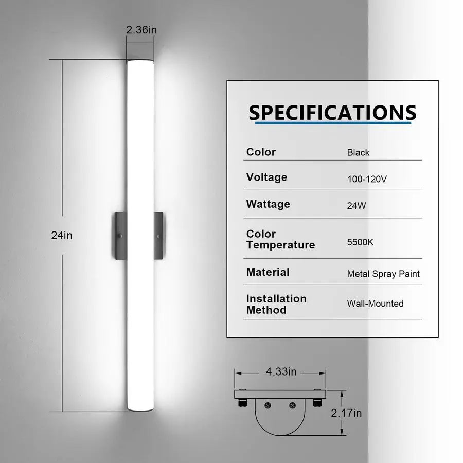 LED Dimmable Vanity Light Bar 24W Wall Mount Fixture Bathroom