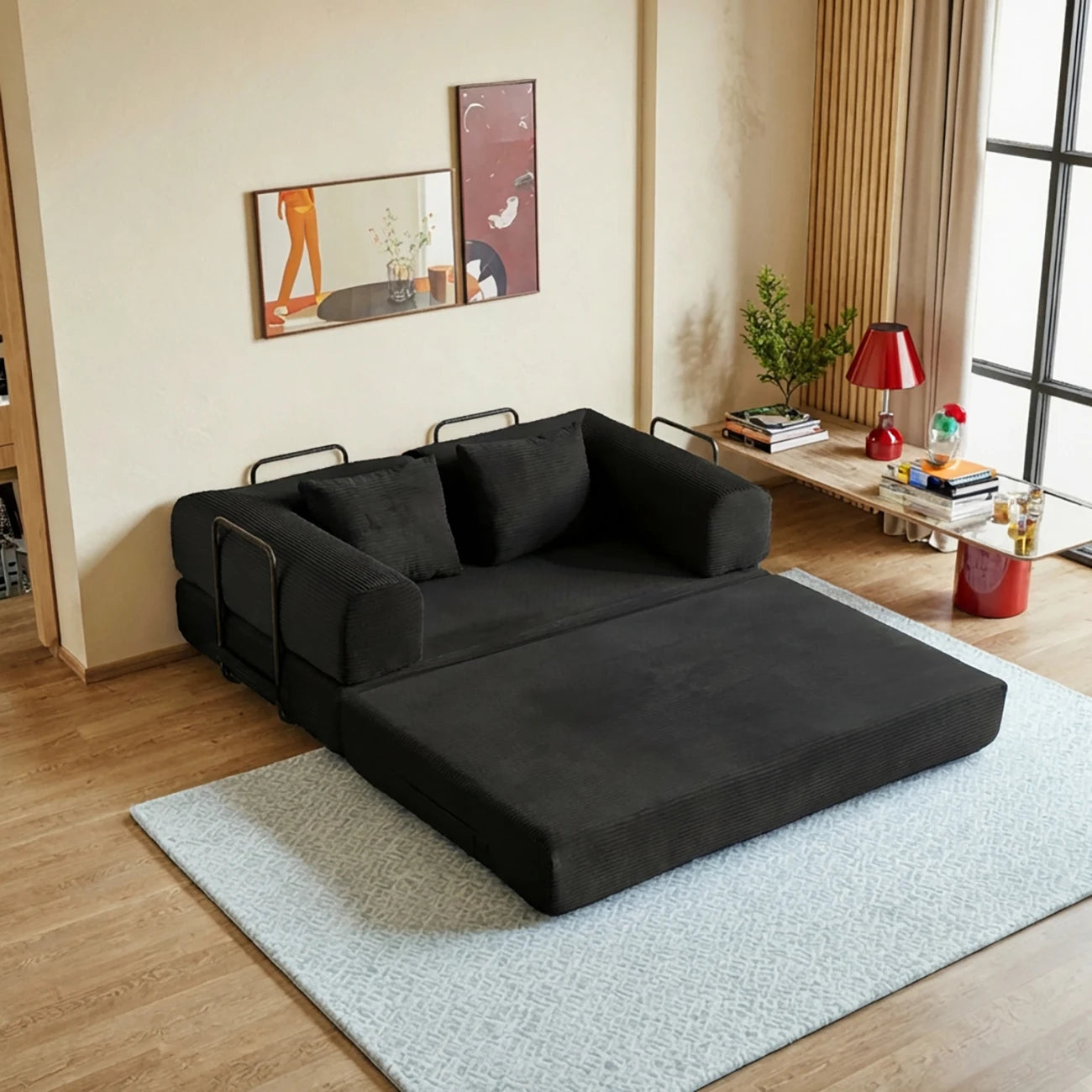 THOLASIS 4 In 1 Cloud Boneless Convertible Floor Sofa Bed