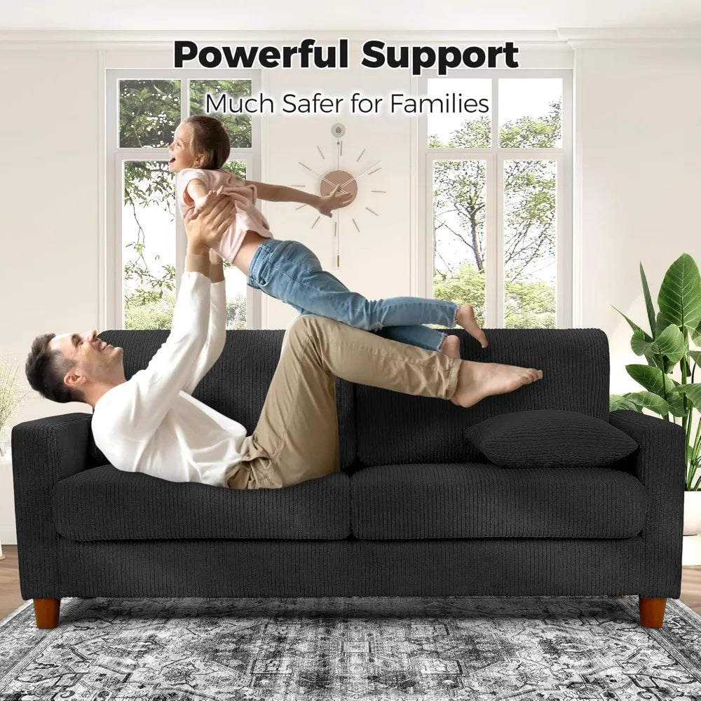 Corduroy Sofa No Tool Assembly For Easy Living Room