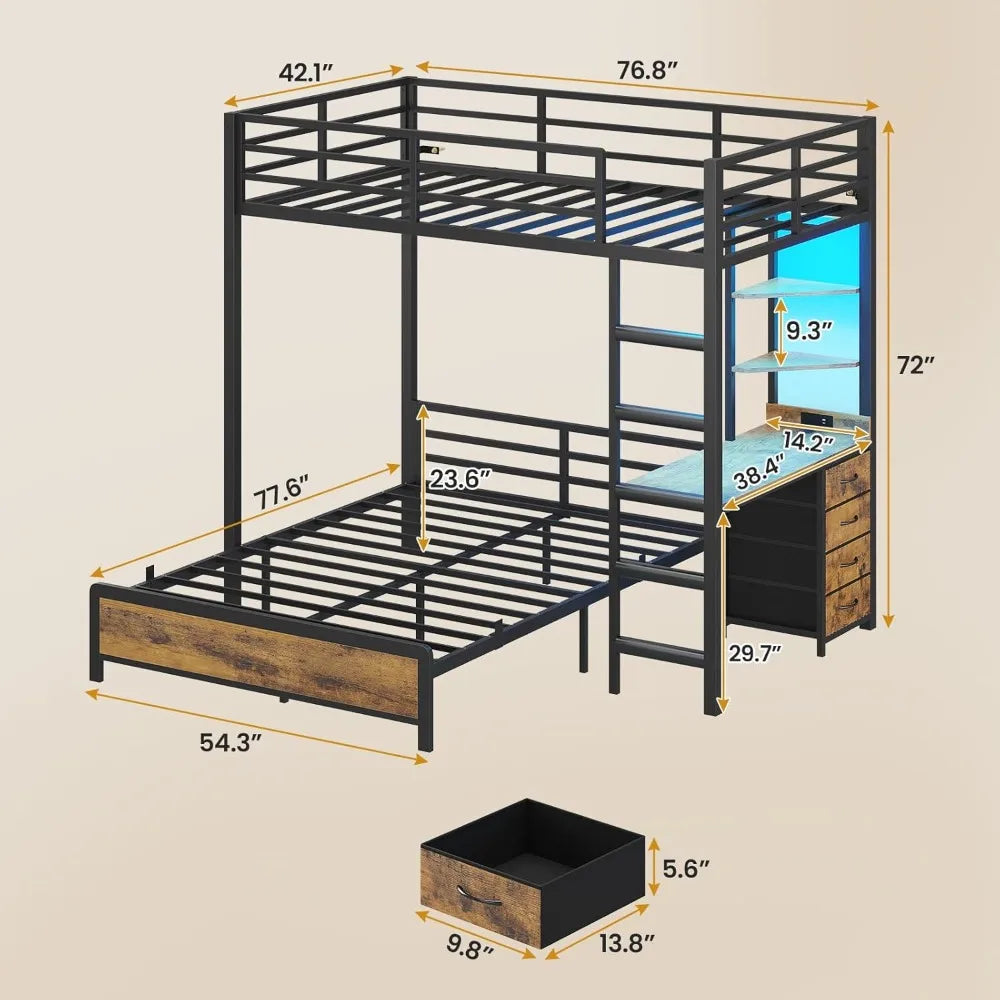 Twin Over Full Bunk Bed Desk Lights And Charge Station
