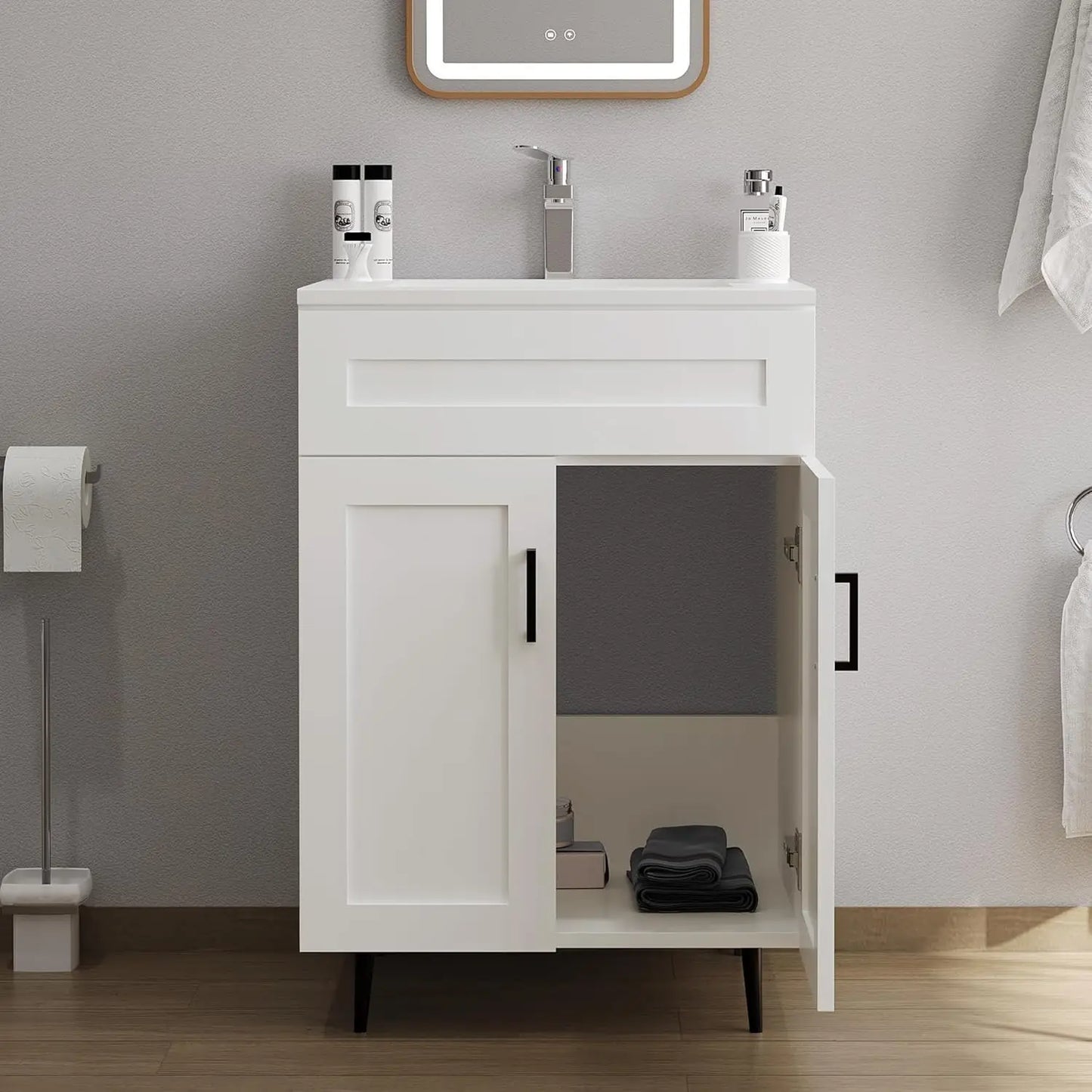 Bathroom Vanity With Sink Modern Wooden Freestanding Cabinet