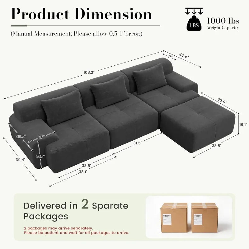 Grusign Modular Sectional Sofa Tufted Cloud Lounge