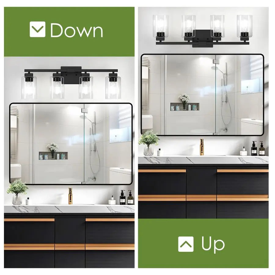 4 Light Modern Bathroom Vanity Fixture Over Mirror