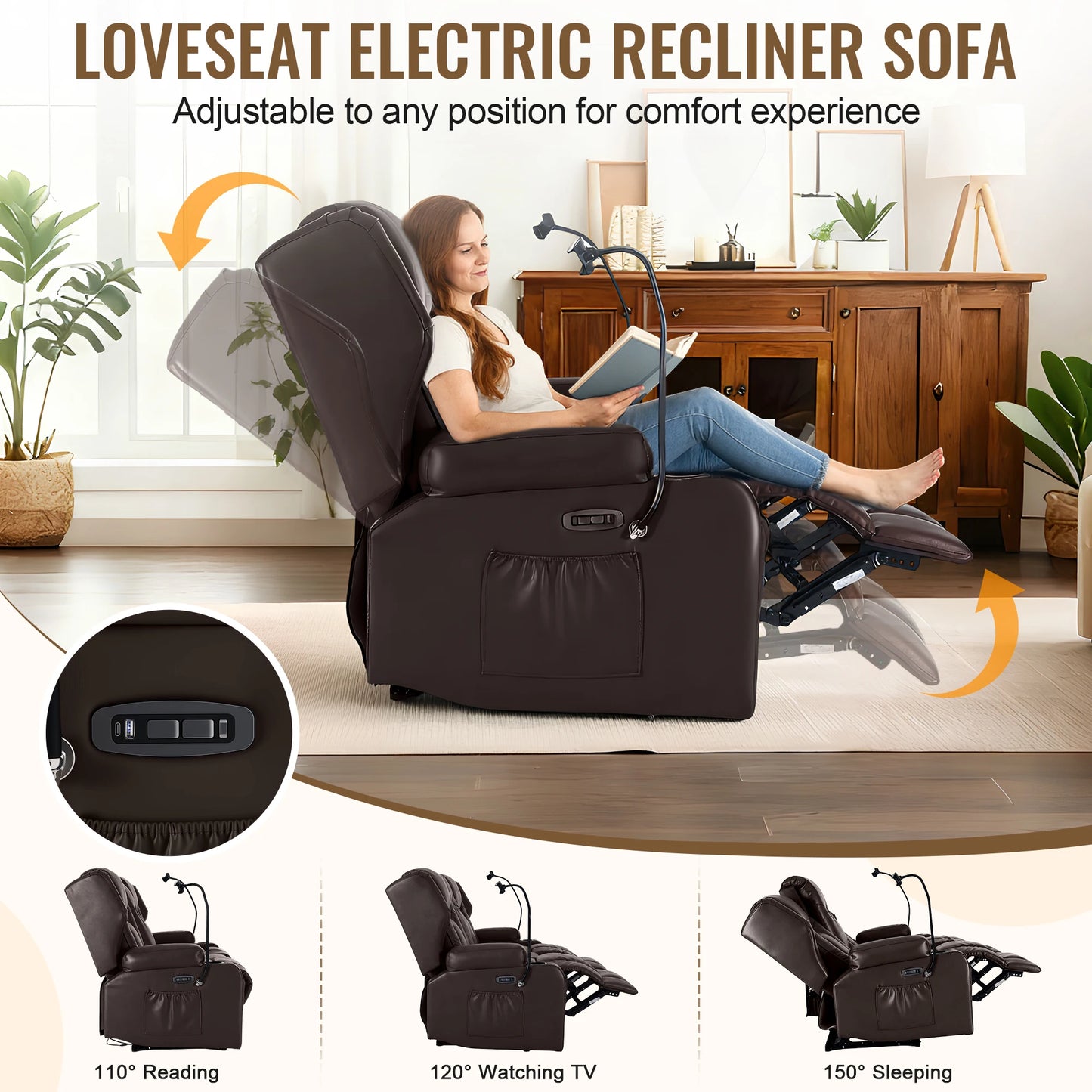 Redlife Loveseat Electric Recliner Sofa Dual Motor Massage For Seniors