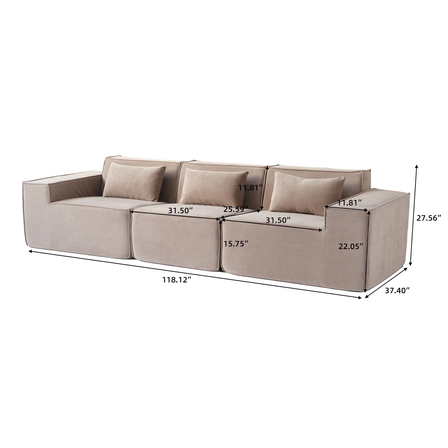 Sdorens Cloud Boneless Couch Sectional Sofa For Living Room
