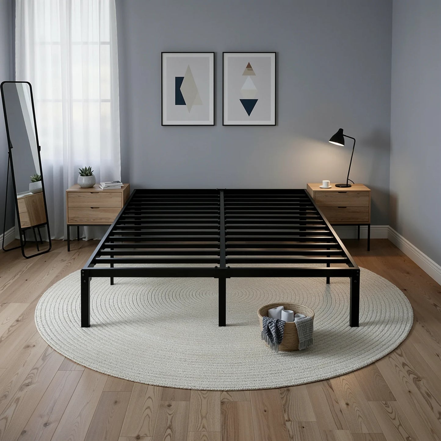 HOOMIC Heavy Duty Metal Bed Frame With Under Bed Storage Easy Assembly