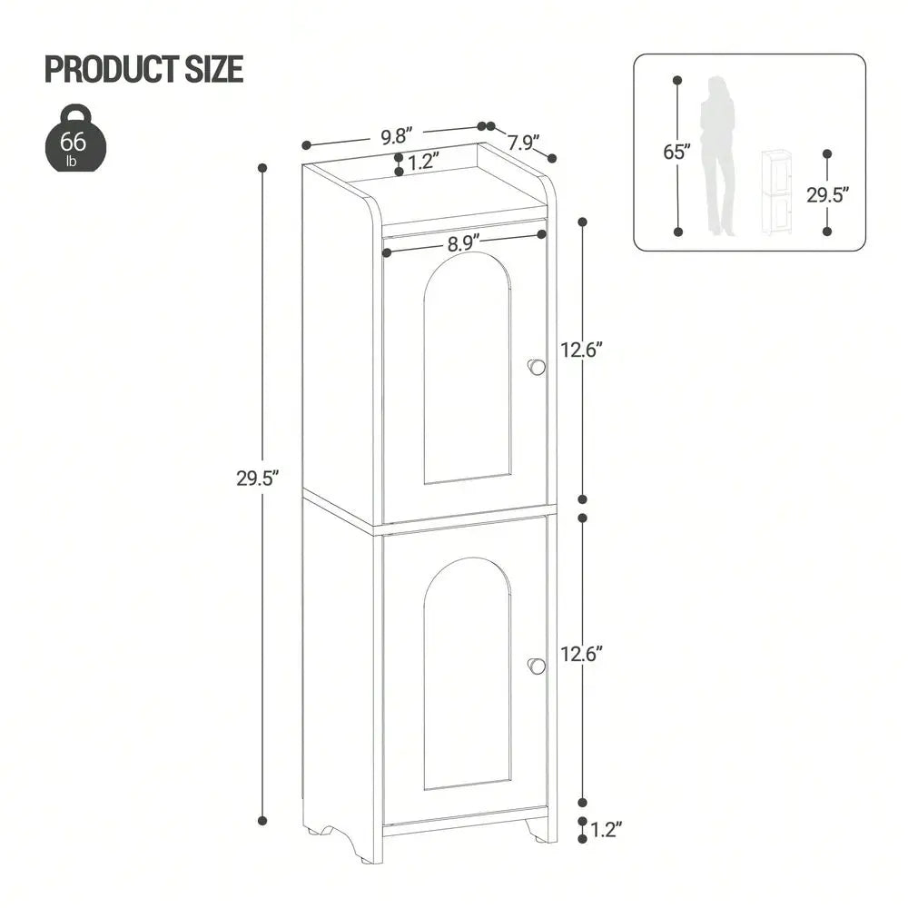 Bathroom Corner Floor Cabinet With 2 Doors And Adjustable Shelf