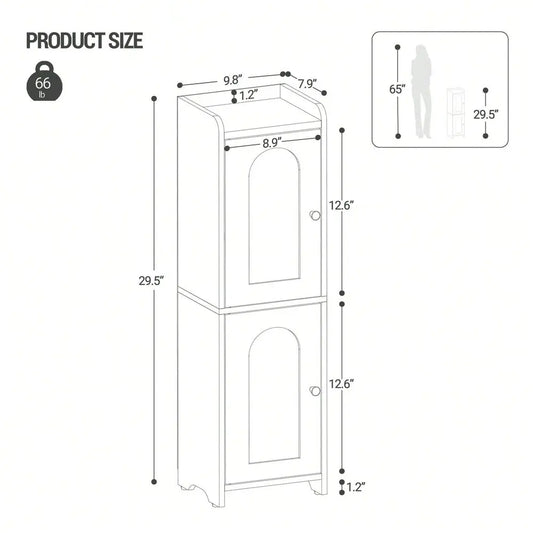 Bathroom Corner Floor Cabinet With 2 Doors And Adjustable Shelf