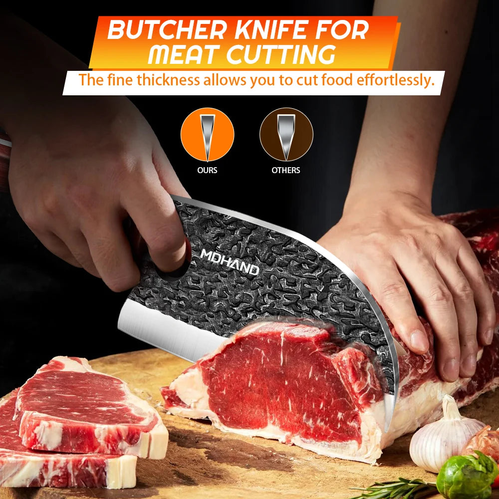 ZENG 14pcs Kitchen Knives Set Cleaver Meat Cut Steak Fillet Fish Knife Butcher Boning Hand Forged Blade with Sharpener