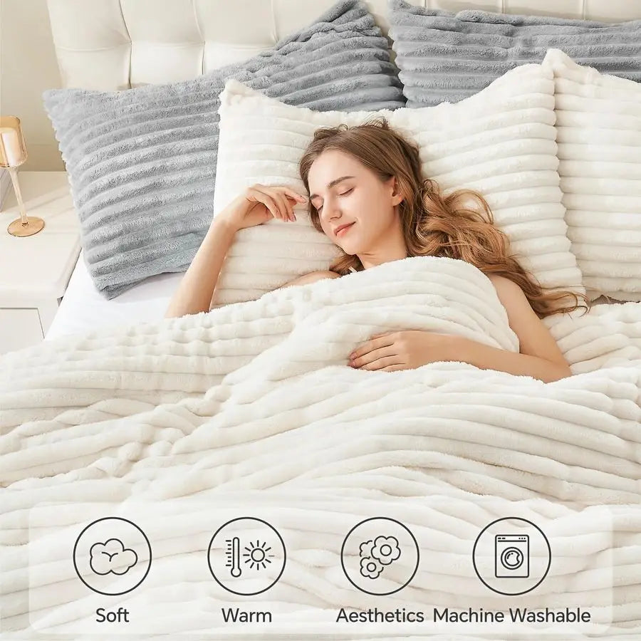 Fleece Comforter Set Warm Plush Bedding For Winter