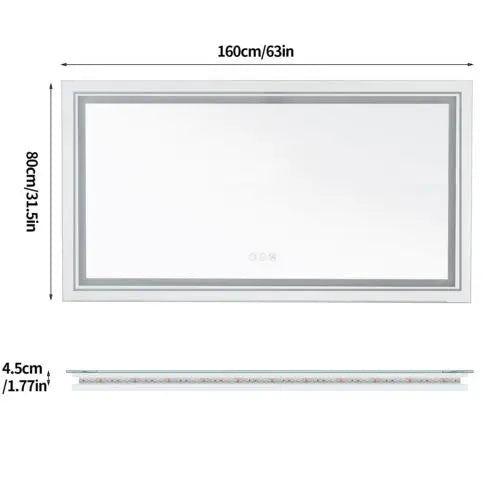 Illuminated LED Bathroom Mirror Wall Mounted Front And Backlit Lights