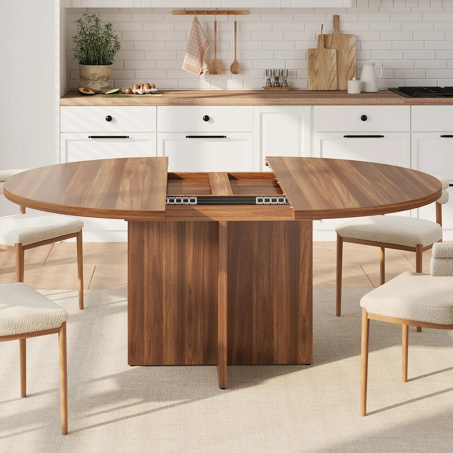 HiMISS Extendable Dining Table With Removable Leaves