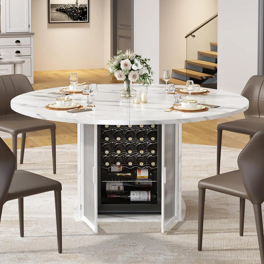 Modern Round Dining Table With Storage For Kitchen And Dining