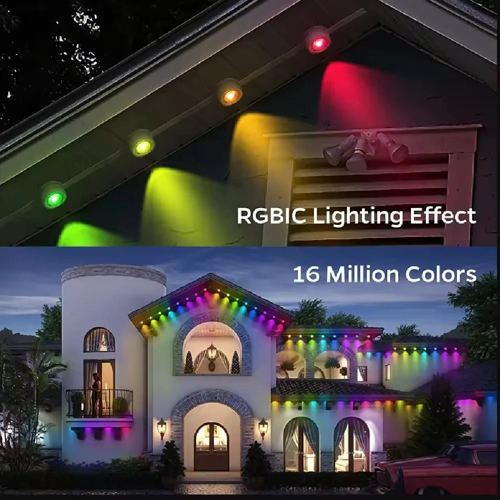 Outdoor Smart LED String Lights For Permanent Eaves With Remote