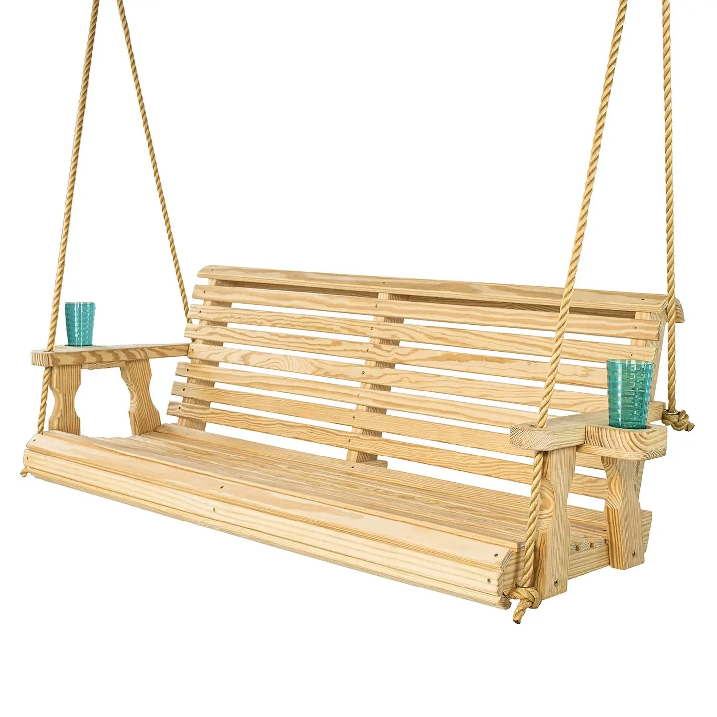 Heavy Duty Porch Swing With Cup Holder Cedar Outdoor Wood