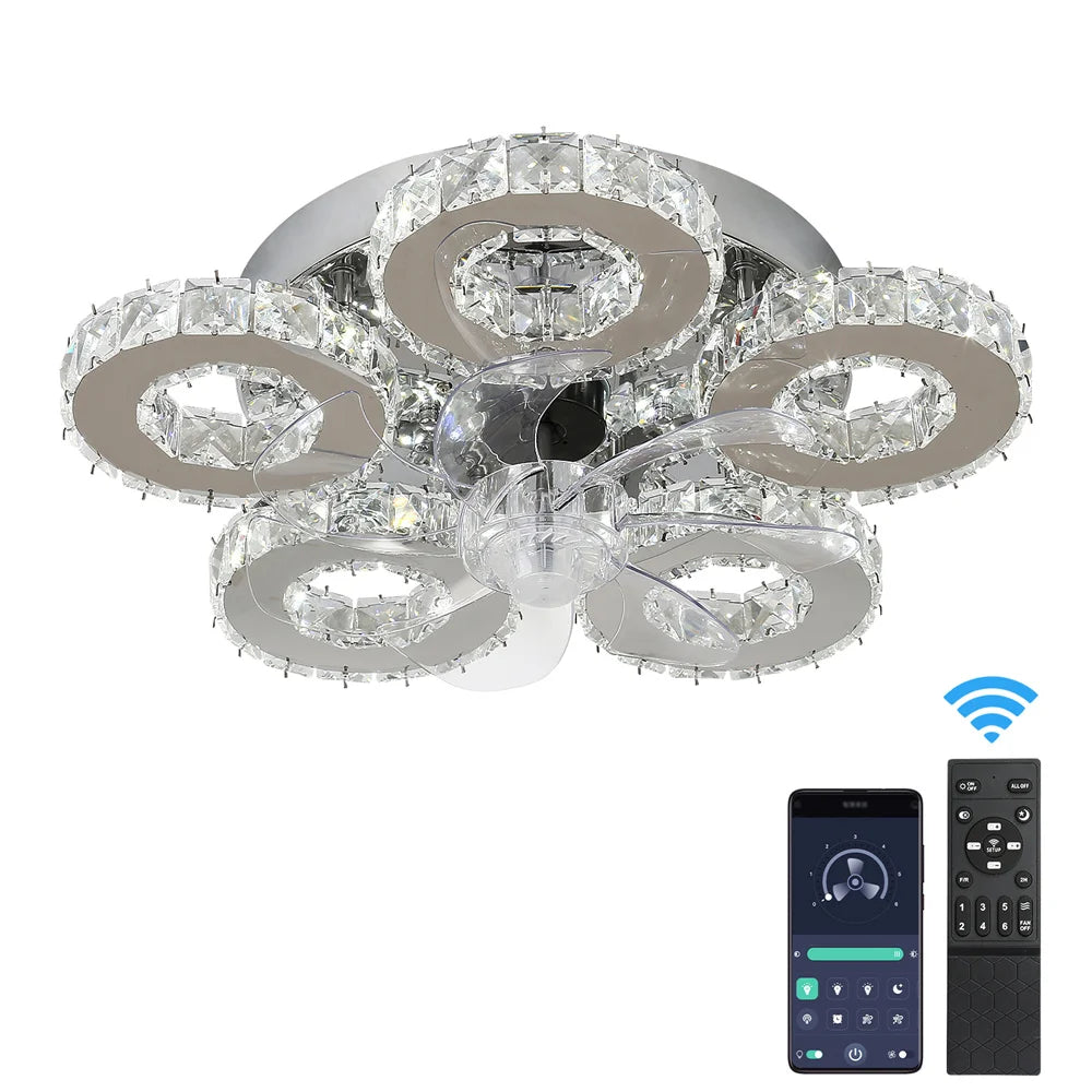GreeLustr Luxury Crystal Ceiling Fan Lamp With Remote Control