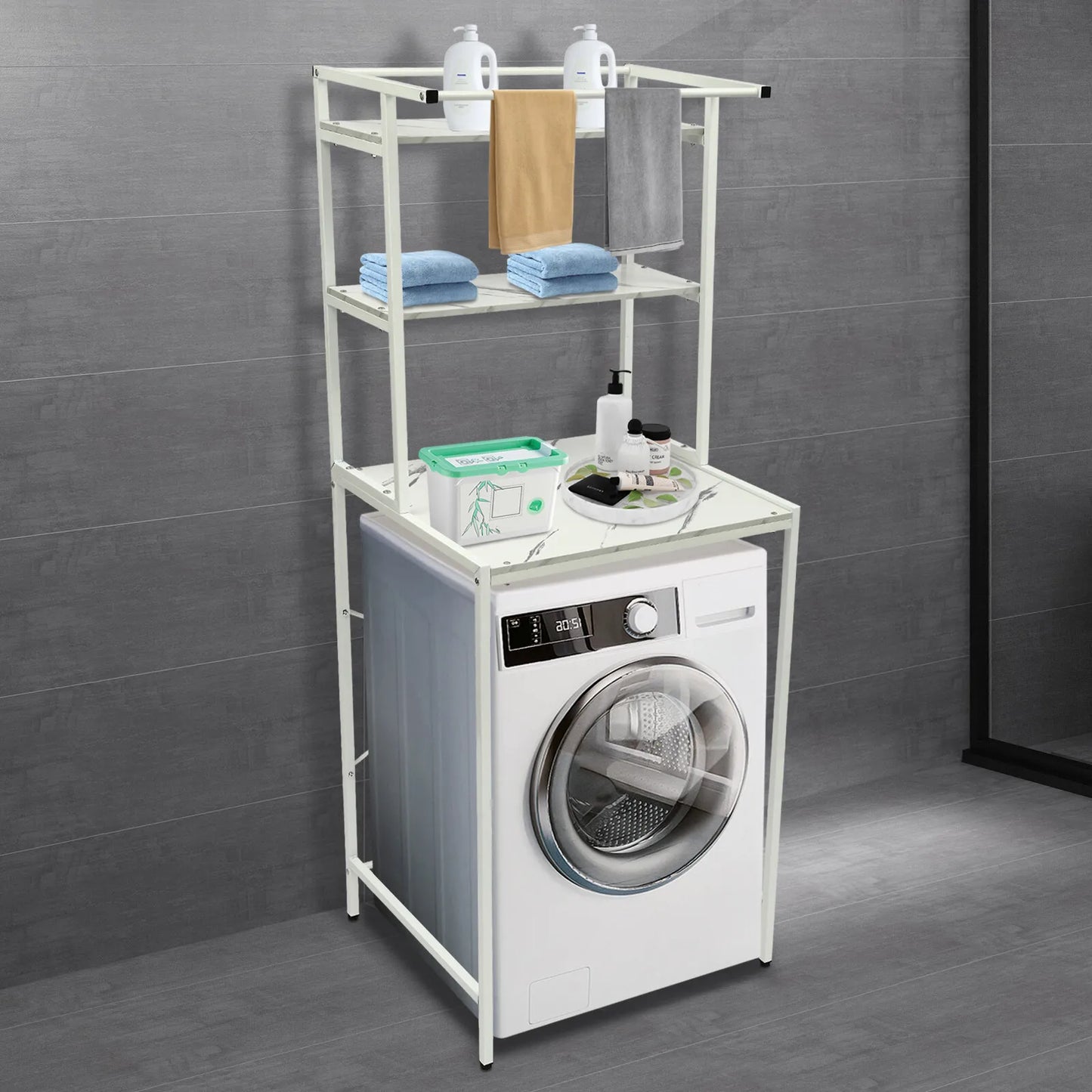 Over Washer Dryer Storage Shelf 3 Tier Bathroom Organizer Rack