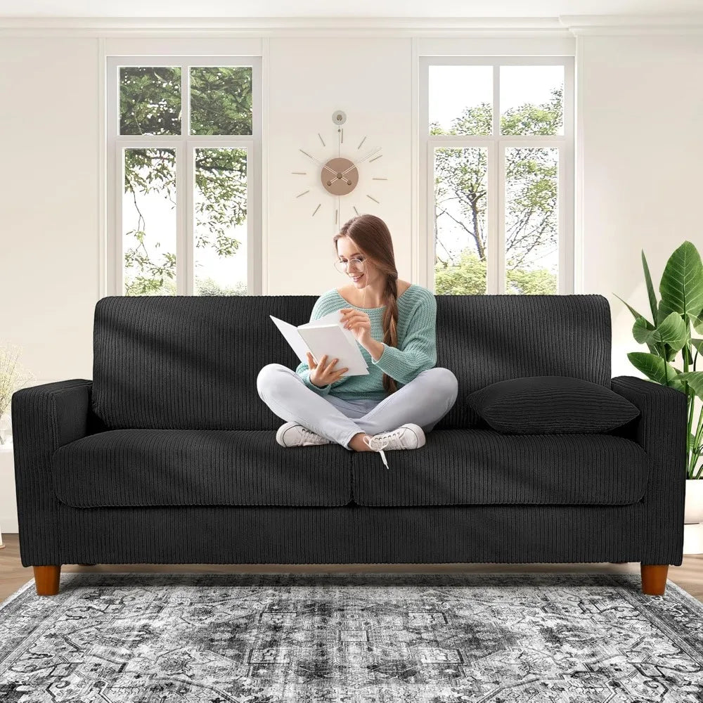 Corduroy Sofa No Tool Assembly For Easy Living Room