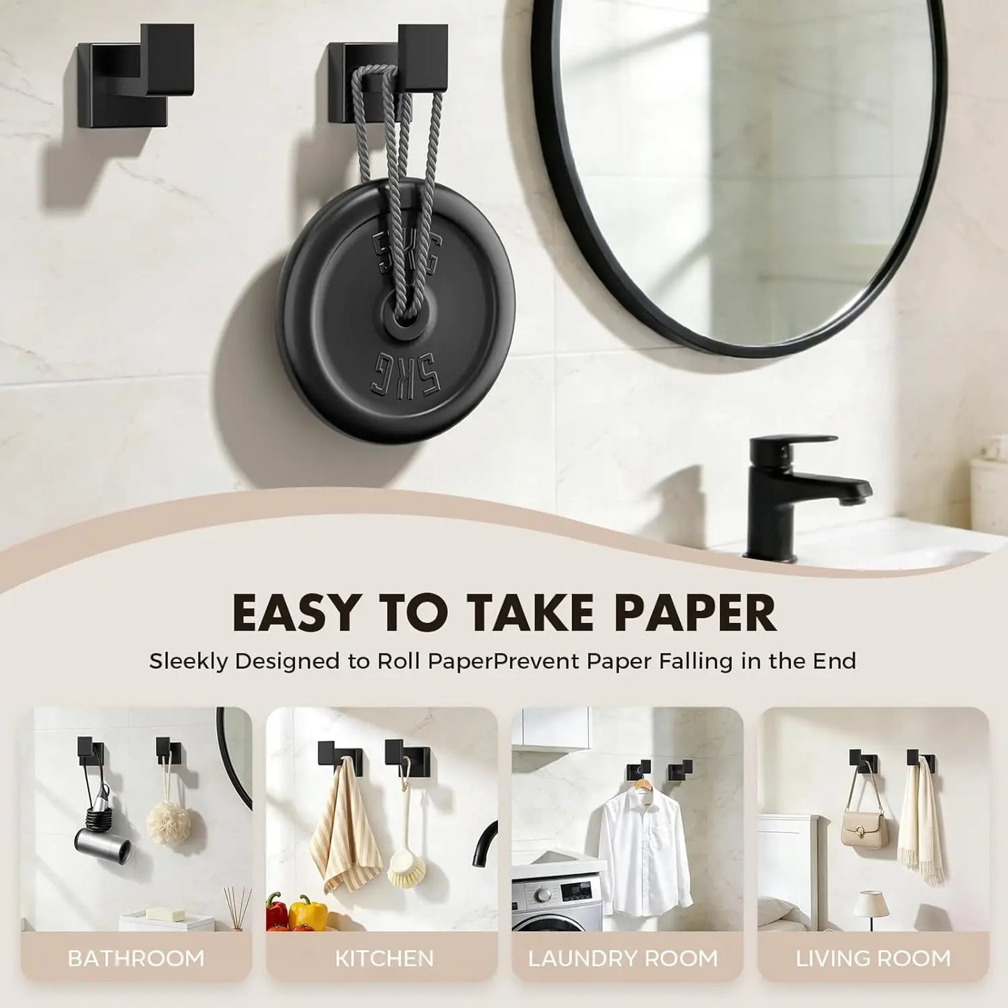 XIUWO 5-Piece Bathroom Hardware Set Stainless Steel Towel Bar Racks