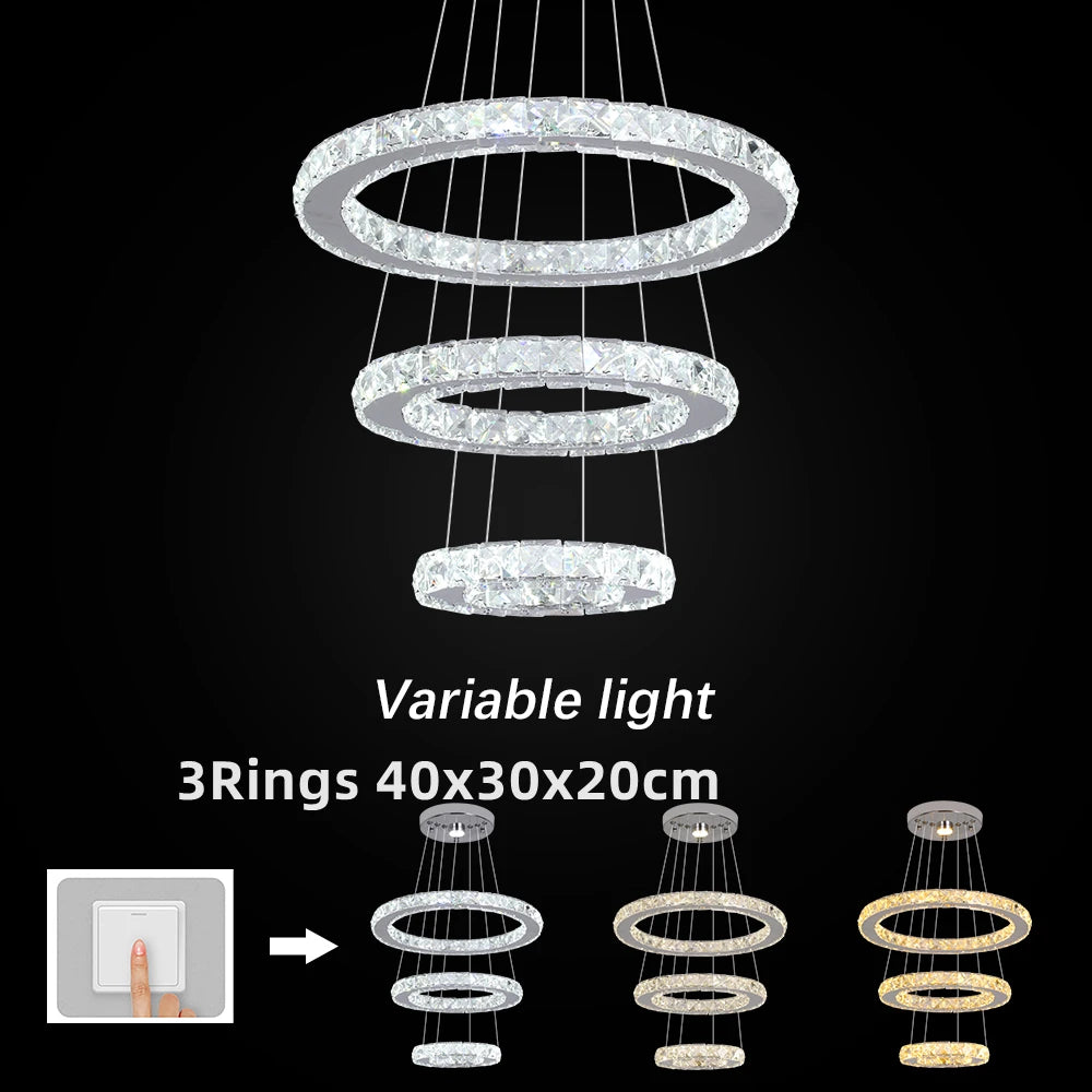 GreeLustr Crystal Chrome LED Pendant Light Chandelier for Living Rooms