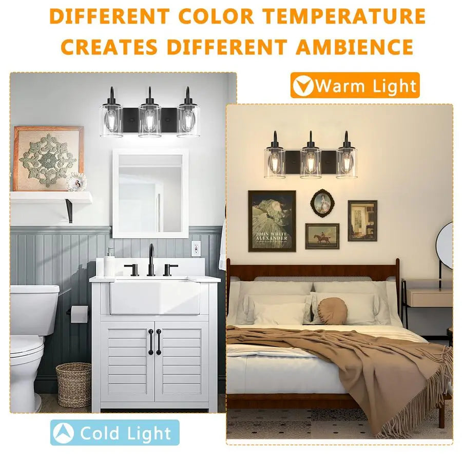 Farmhouse Vanity Light With Clear Glass Shade Wall Sconce