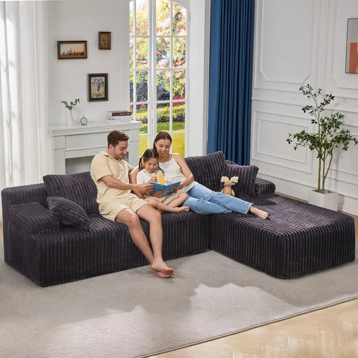 BIANXIANG Modular L-Shape Sectional Sofa With Memory Foam Chaise