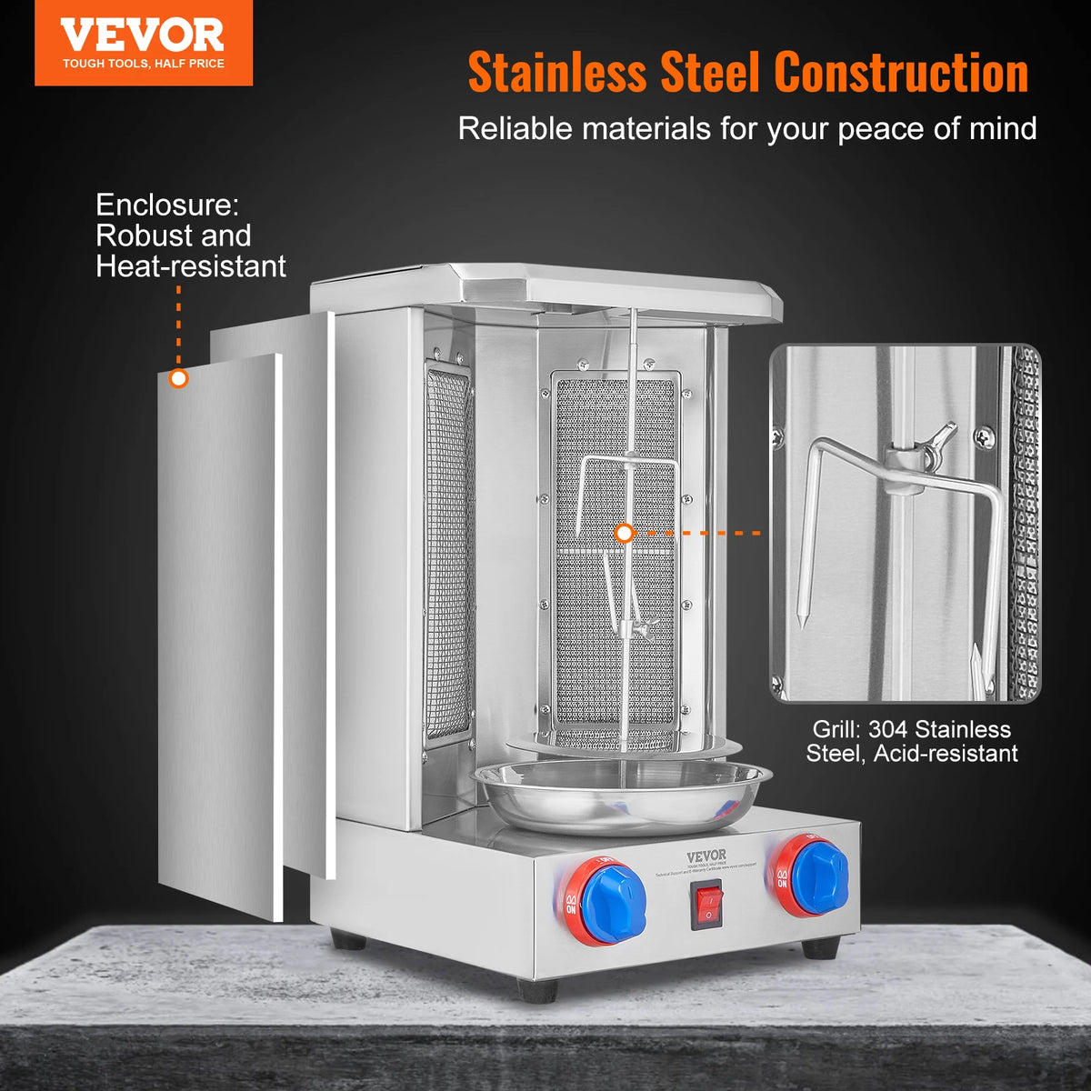 SucceBuy Gas Vertical Shawarma Grill Gyro Rotisserie Cooker