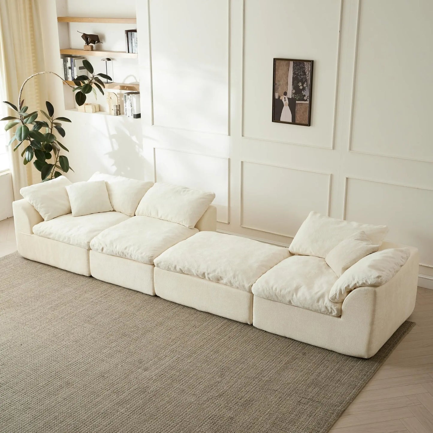 Yeflixvrau L Shaped Sofa Sectional With Ottoman Chenille Fabric