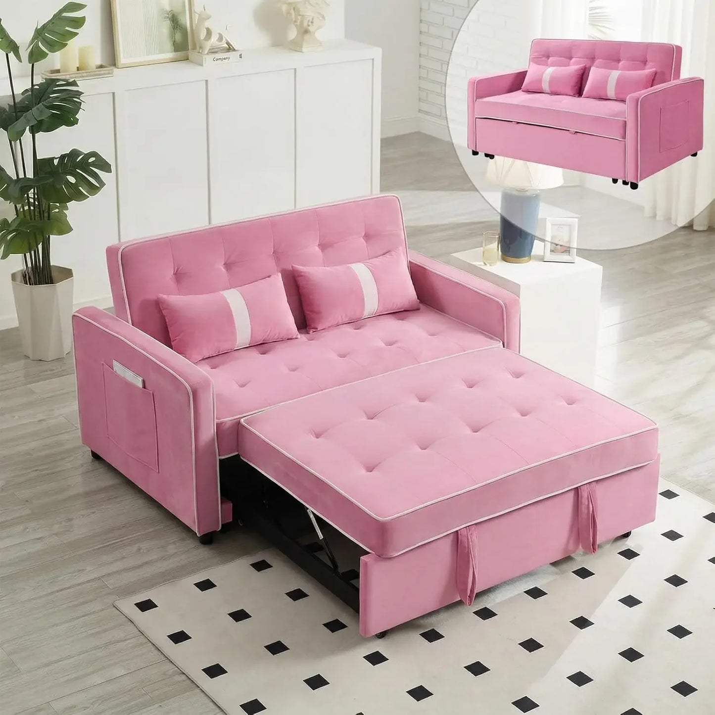 HUANZHUANG 3 In 1 Convertible Sleeper Sofa Bed Futon Couch