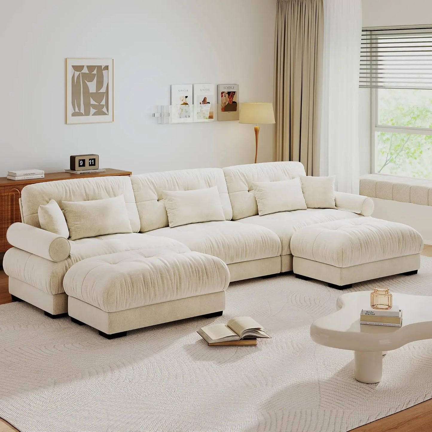 Modular U Shaped Sectional Sofa With Ottoman Velvet