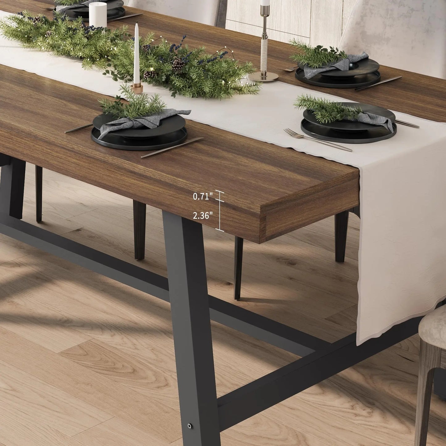 HiMISS Industrial Dining Table With Wood Frame For Modern Kitchen