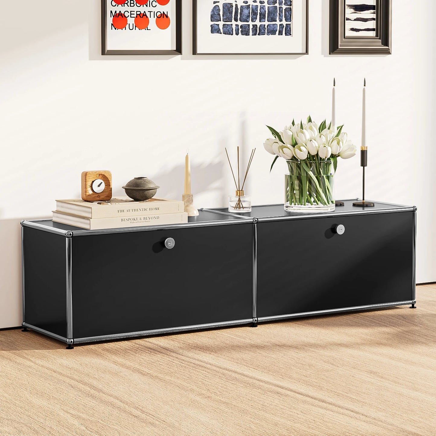 Modern TV Stand Storage File Cabinet With Metal Frame for Living Room Bedroom Office Book Shelf Bedside Table