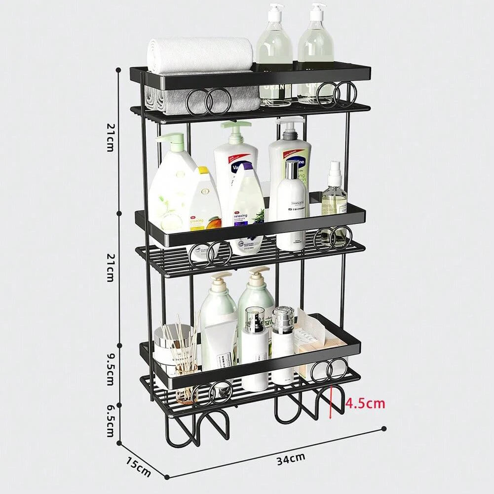 TWISTER.CK Over Toilet Storage Shelf Triple Tier Organizer With Hook