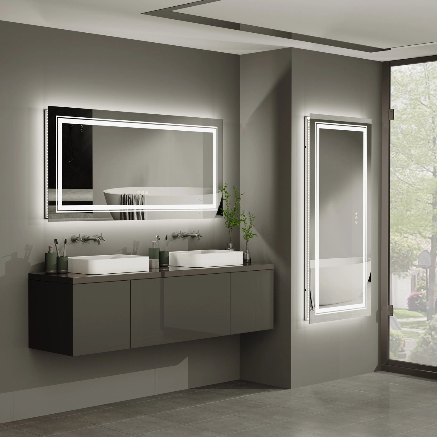 Wisfor LED Bathroom Mirror With Lights Anti Fog Dimmable Backlit