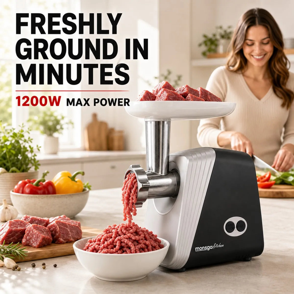 Erabros G100 Electric Meat Grinder With Sausage And Kebbe Attachments