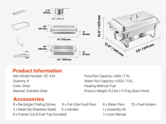 Succebuy Stainless Steel Chafing Dish Buffet Set With Lid
