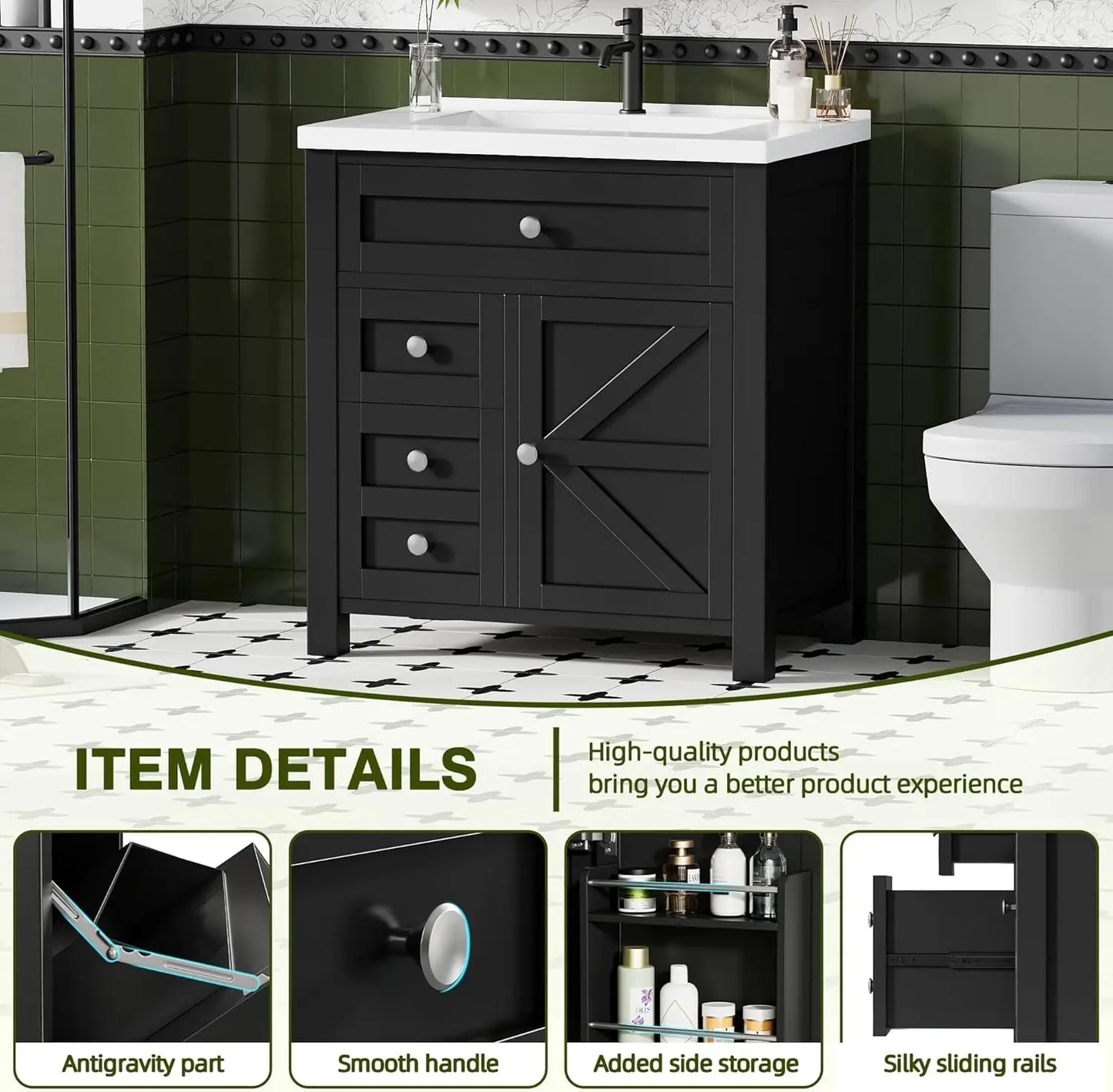 Freestanding Modern Bathroom Vanity With Single Sink Cabinet