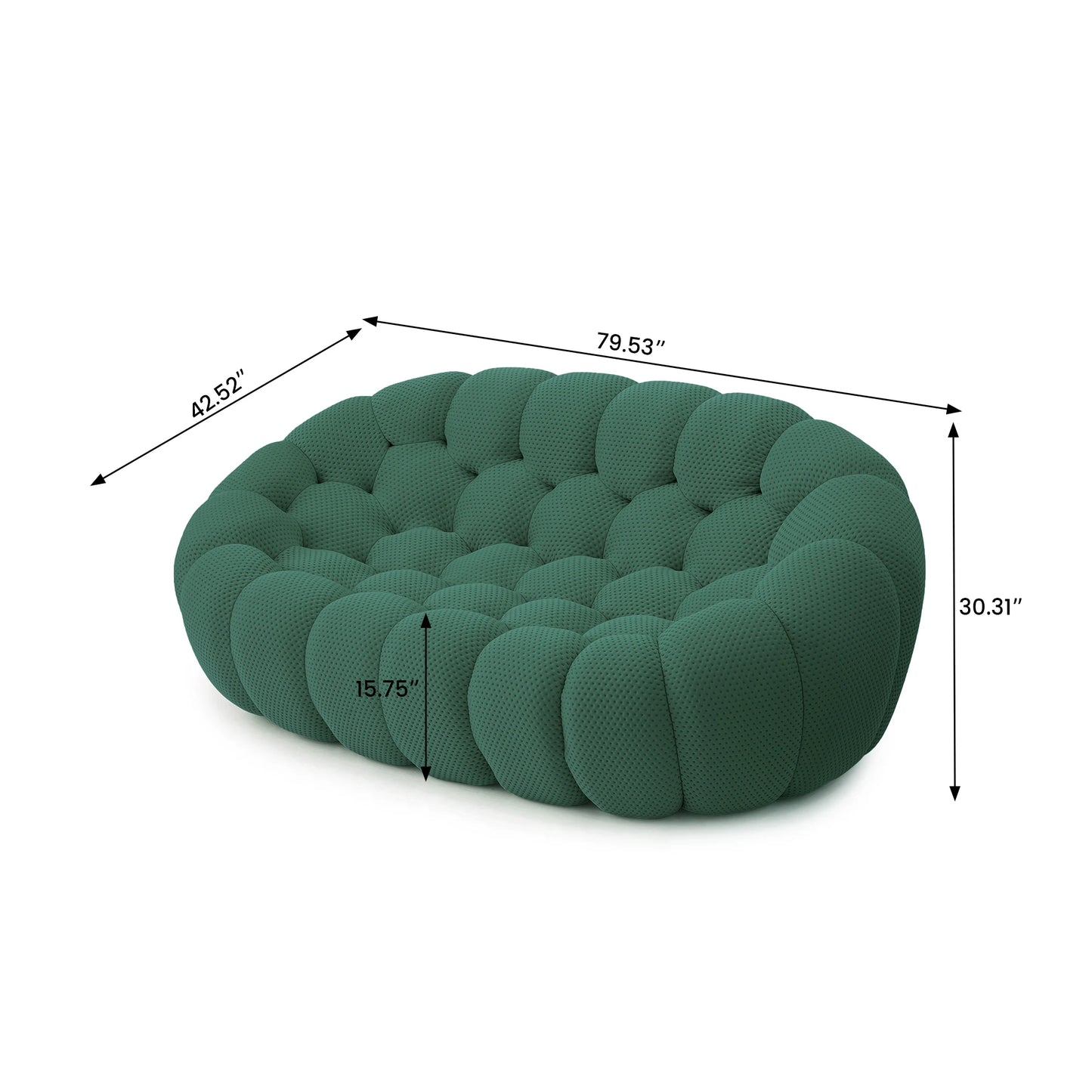 Sdorens Modern Curved Boneless Sofa 3D Knitted Fabric Loveseat Couch